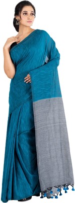 SLAGHA Solid/Plain, Self Design, Color Block Bollywood Handloom Pure Cotton Saree(Light Green)