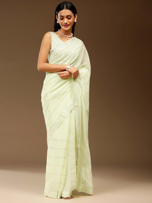 Sangria Woven Daily Wear Chiffon Saree(Light Green)