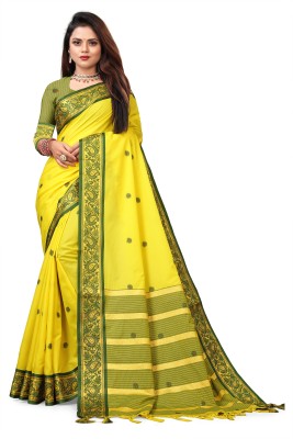 rangbhakti Self Design, Paisley Banarasi Cotton Silk, Cotton Blend Saree(Yellow)