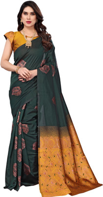 Shubh Mangalam Creation Woven Banarasi Jacquard Saree(Green)