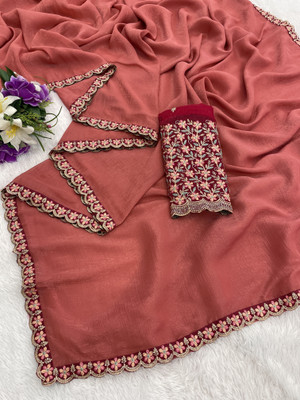 K 5 FASHION Embroidered Bollywood Georgette Saree(Pink)