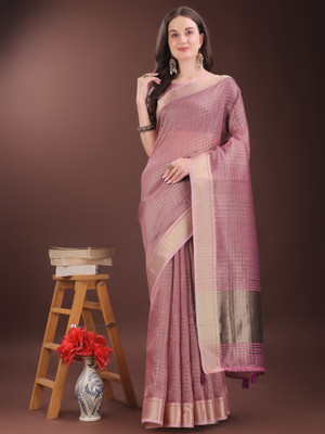 Tasrika Woven Banarasi Organza Saree(Pink)