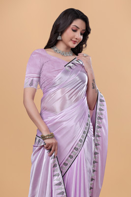 Divastri Self Design Bollywood Silk Blend Saree(Purple)