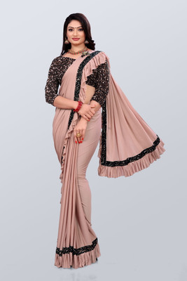 Mijashree Embellished Daily Wear Lycra Blend Saree(Gold)