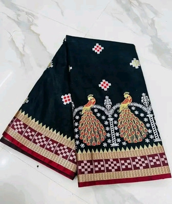 Aparna Embroidered Sambalpuri Satin Saree(Black)