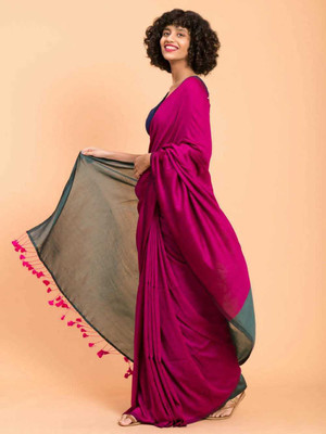 Maa baharati saree Color Block Daily Wear Cotton Silk Saree(Pink)