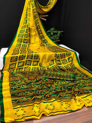 Ruhabs Printed Daily Wear Crepe Saree(Green)
