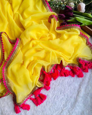 FashDeal Woven Bollywood Georgette Saree(Blue)