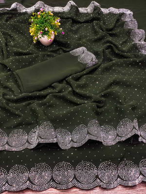 KYARAFAB Self Design Daily Wear Georgette Saree(Pack of 2, Green)