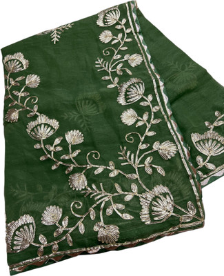 MSC TRENDLINE SAREES Embroidered Daily Wear Jimmy choo, Chiffon Saree(Light Green)