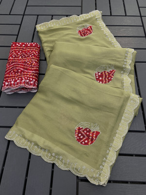 Zari and Ziba Dyed Bollywood Georgette Saree(Light Green)