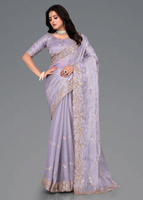 Mortile Designer Studio Woven Kanjivaram Silk Blend Saree(Purple)
