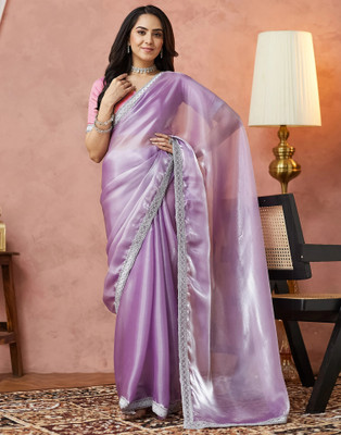 Samah Dyed, Embellished Bollywood Jimmy choo, Tissue Saree(Purple)