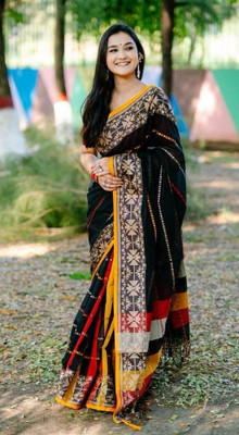 RashmoniTextile Woven Handloom Pure Cotton Saree(Multicolor)