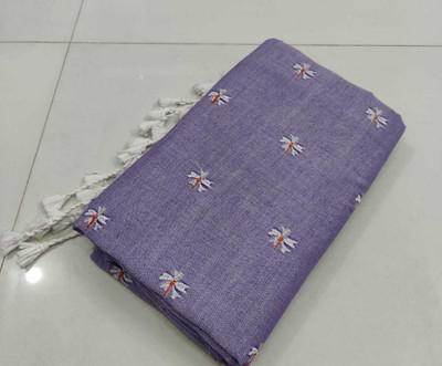 Parbati fashion Embroidered Handloom Cotton Blend Saree(Grey)