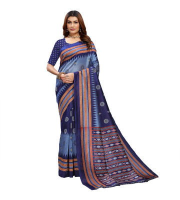 maayro Printed Mysore Art Silk Saree(Dark Blue)