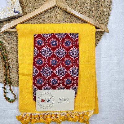 aangmi Printed Handloom Khadi Saree(Multicolor)
