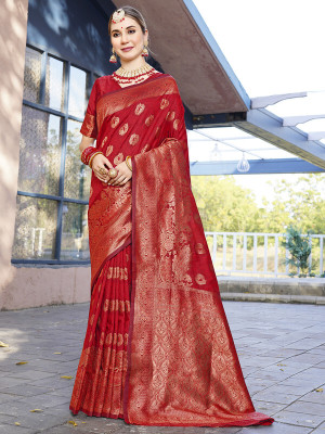 sagarika Woven Banarasi Art Silk Saree(Maroon)
