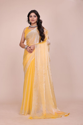 JS Clothing Mart Embellished Bollywood Jimmy choo Saree(Yellow)