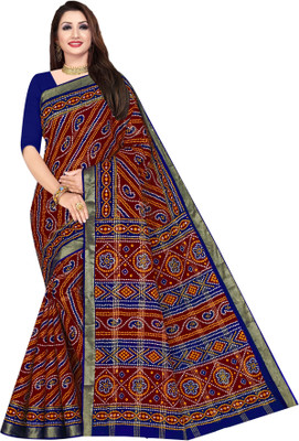 SARITA SAREES Printed Bandhani Pure Cotton Saree(Maroon)