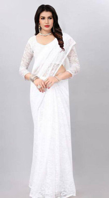 SAREEYA16 Self Design Kanjivaram Net Saree(White)