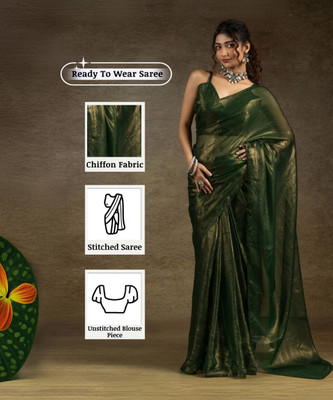 Sareemall Embellished Bollywood Chiffon Saree(Dark Green)