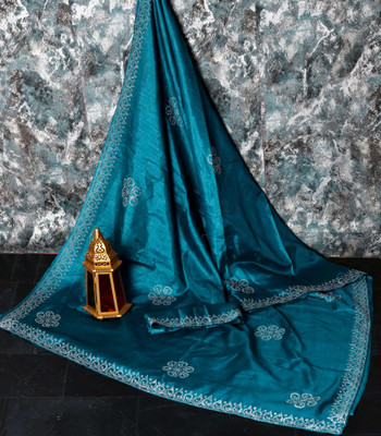 Aryavart Empire Solid/Plain Saree with Attached Blouse Georgette Saree(Dark Blue)