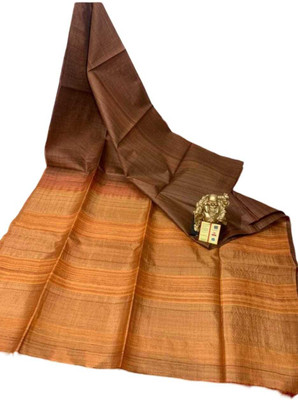 GR Handloom Self Design Bollywood Art Silk Saree(Orange, Brown)