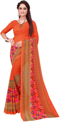 Suali Printed Bollywood Georgette Saree(Orange)