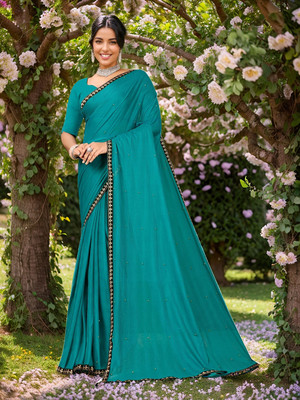 sagarika Self Design Daily Wear Chiffon Saree(Blue)