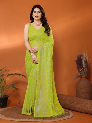 BHAGYAVATI DESIGNER Printed Bollywood Georgette Saree(Green)