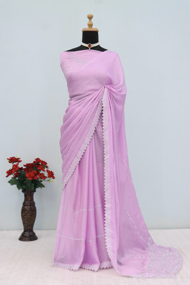 VarniRaaj Fashion Embellished Bollywood Pure Silk Saree(Purple)