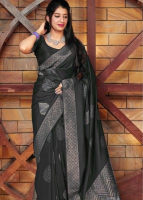 Luna fashion Printed Bollywood Jacquard Saree(Black)