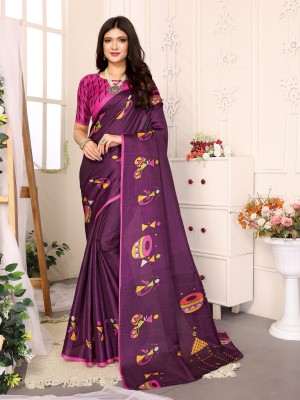 Divastri Printed Bollywood Art Silk Saree(Purple)