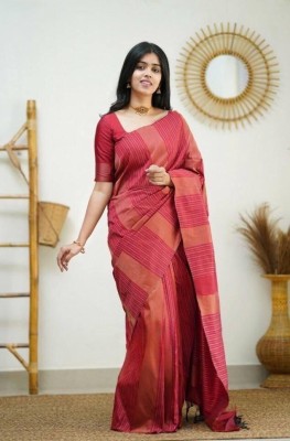 shivay enterprise Printed Kanjivaram Jacquard Saree(Red)