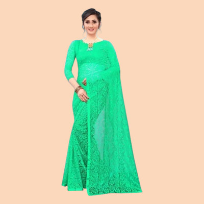 nexxxa Self Design Bollywood Net Saree(Light Green)
