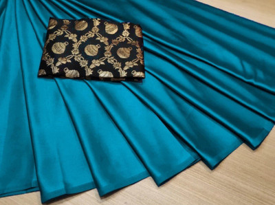 Arpita Fashion Solid/Plain Bollywood Silk Blend Saree(Beige)