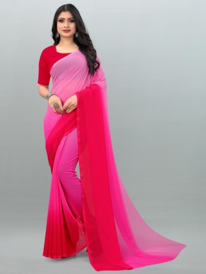 kashvi sarees Color Block Bollywood Georgette Saree(Pink)