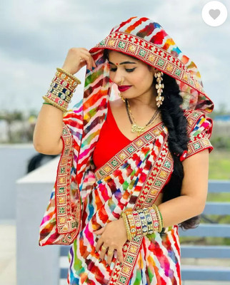 Salco Dyed, Blocked Printed, Ombre, Embellished Bollywood Georgette Saree(Multicolor)