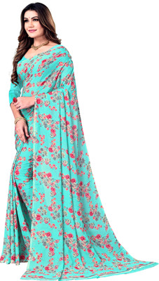 Kanooda Prints Printed Daily Wear Georgette Saree(Blue)