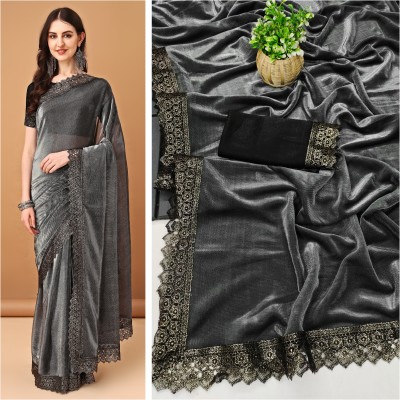 Parmila Fashion Embellished Bollywood Lycra Blend Saree(Pack of 2, Grey)