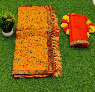 Sneha sarees Printed Daily Wear Art Silk Saree(Orange)