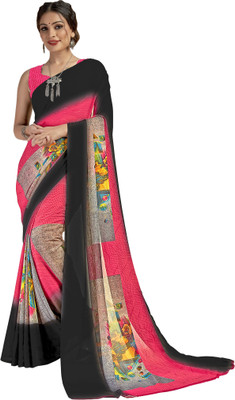 Anand Sarees Geometric Print Daily Wear Georgette Saree(Pink, Black)