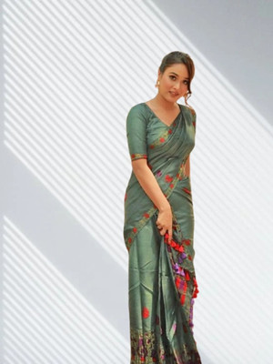 VM Selling Hub Self Design Mekhela Chador Polyester Saree(Dark Green)