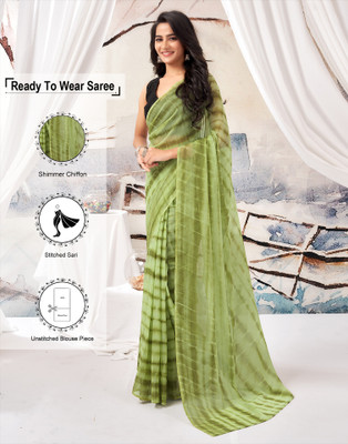 Samah Printed Daily Wear Chiffon Saree(Light Green, Green)