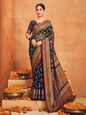 ANOUK Woven Bollywood Georgette Saree(Blue)