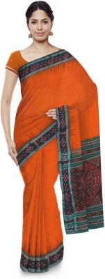 handloom paridhaan Printed Handloom Pure Cotton Saree(Orange)