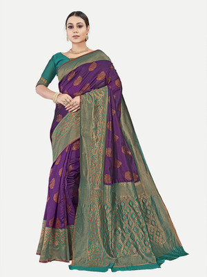 Tavas Woven Banarasi Georgette Saree(Magenta)