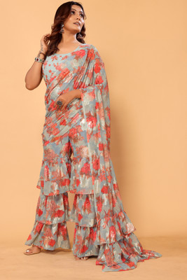 PATLANI STYLE Embroidered, Self Design, Digital Print, Printed Bollywood Jacquard Saree(Multicolor)
