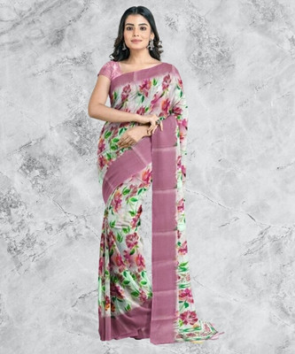 J6 Designers Floral Print Bollywood Cotton Blend Saree(Multicolor)